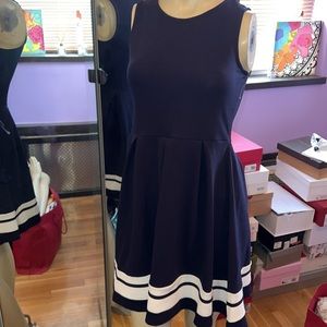 BCBG Girls soft navy crepe with wide bottom stile a-line girl dress 16